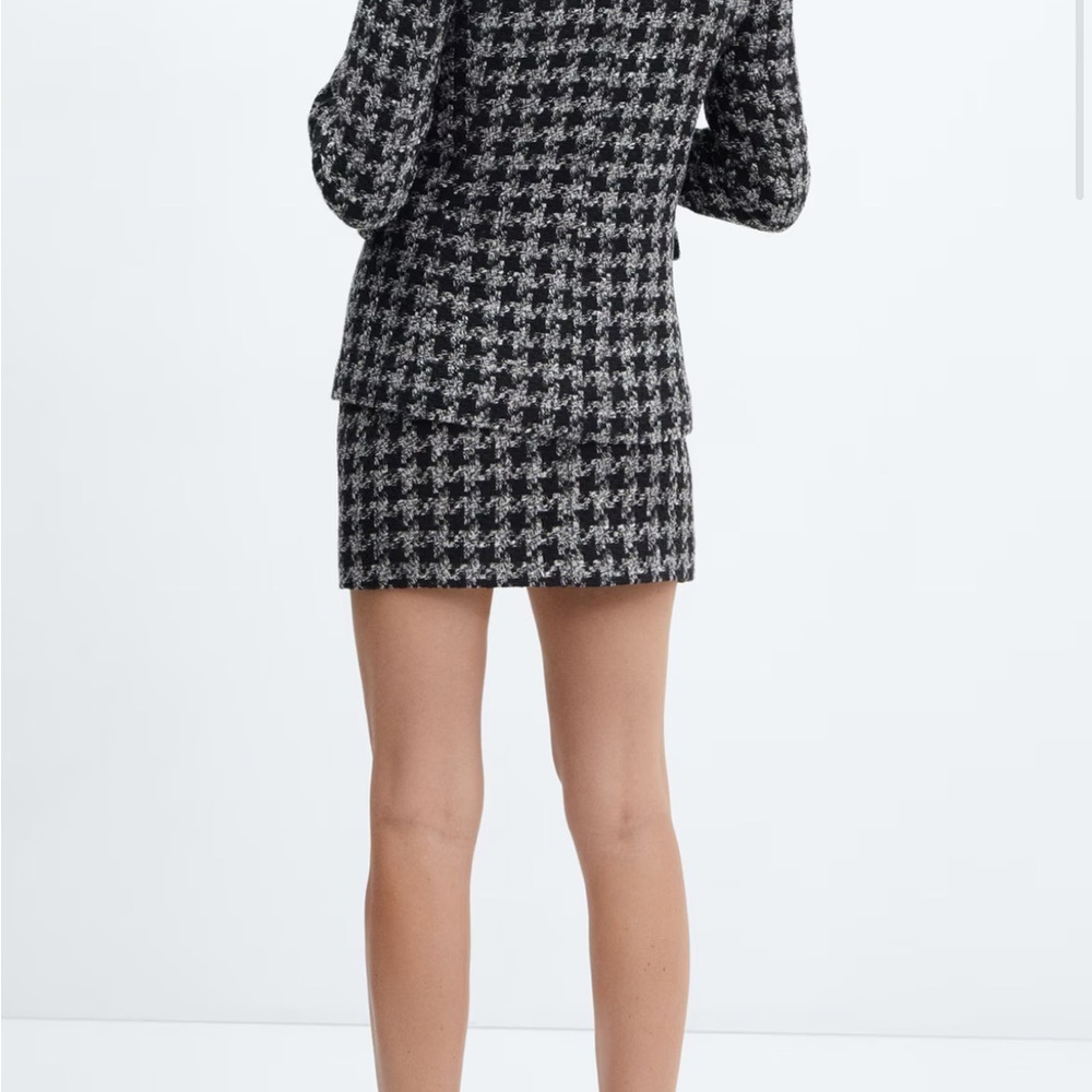 Mango Monochrome Houndstooth Mini Skirt - Picture 2 of 8